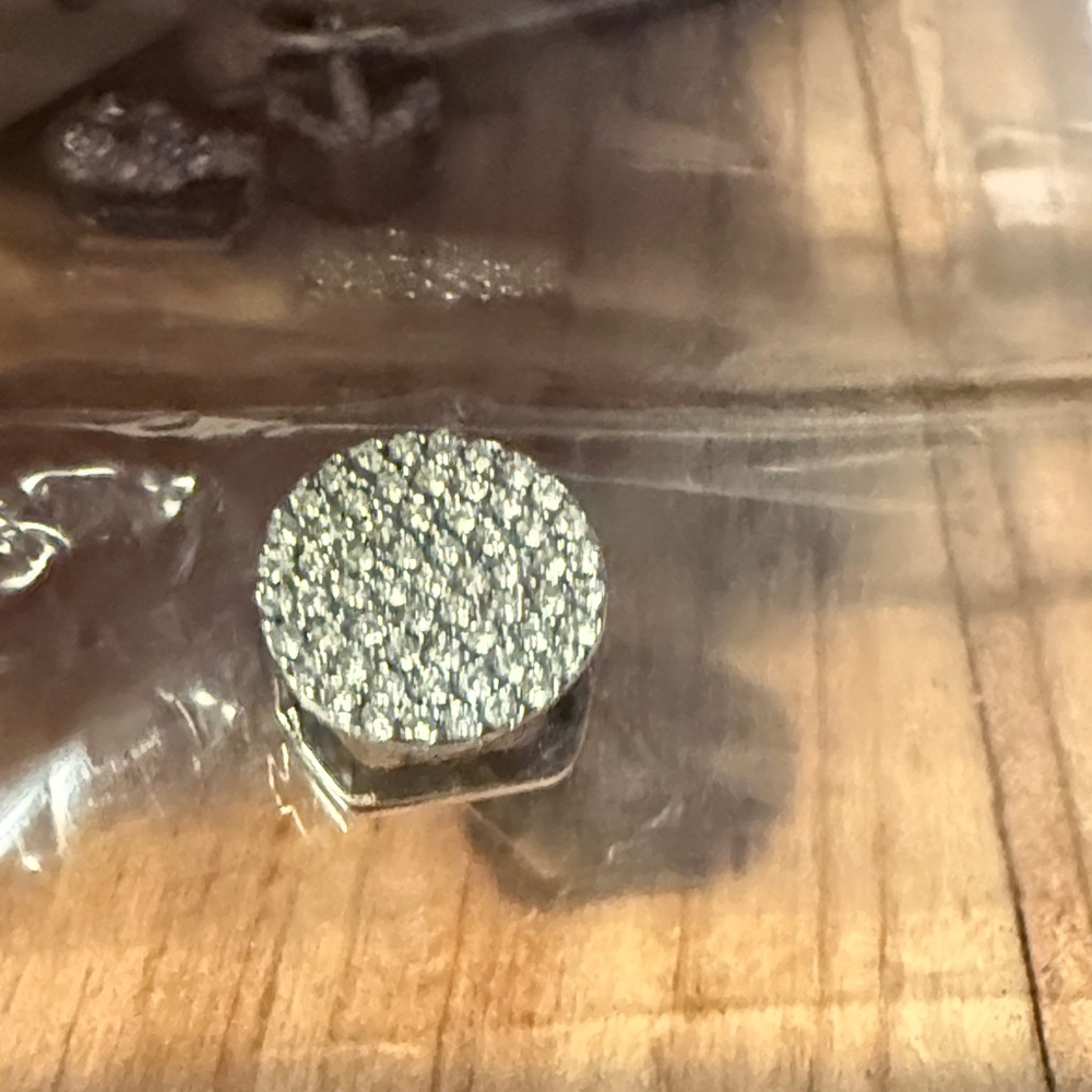 Silver pave round disc charm for keep collective